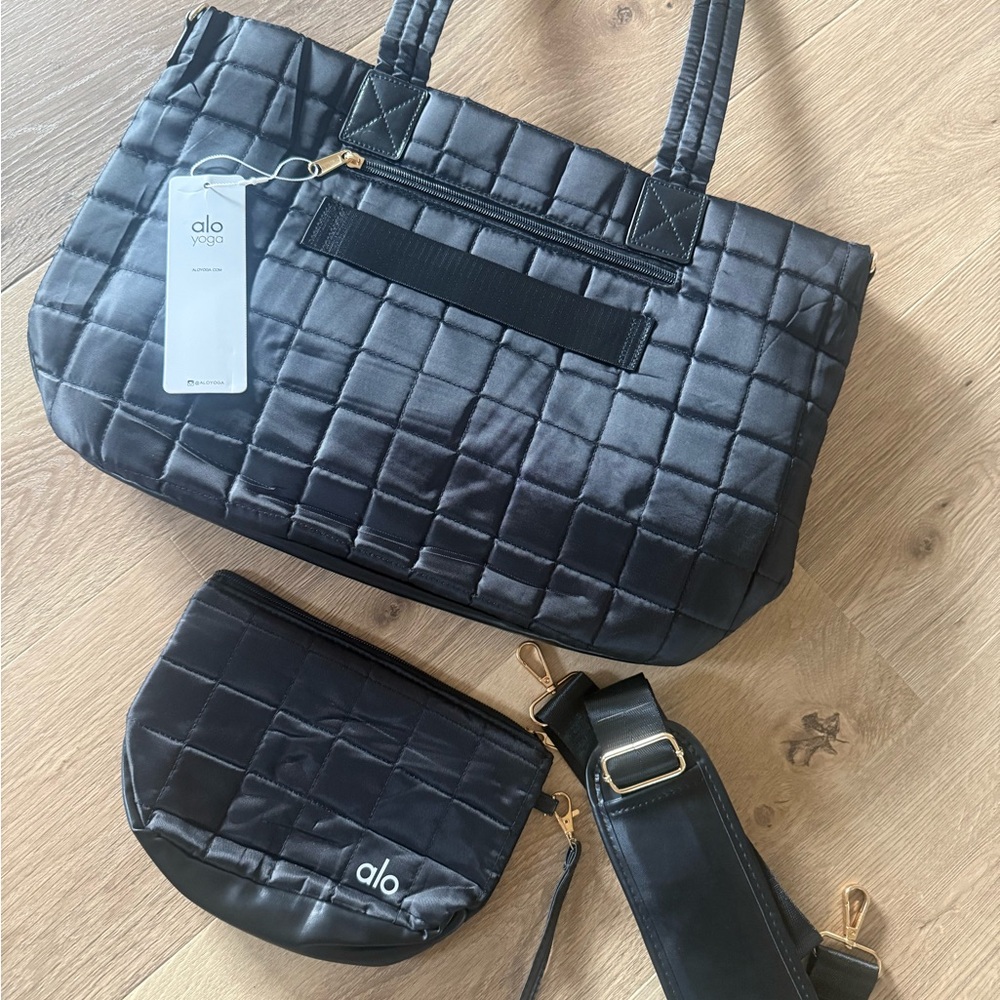 Yoga Quilted Gray Tote Bag with Pouch INSPIRED A L O